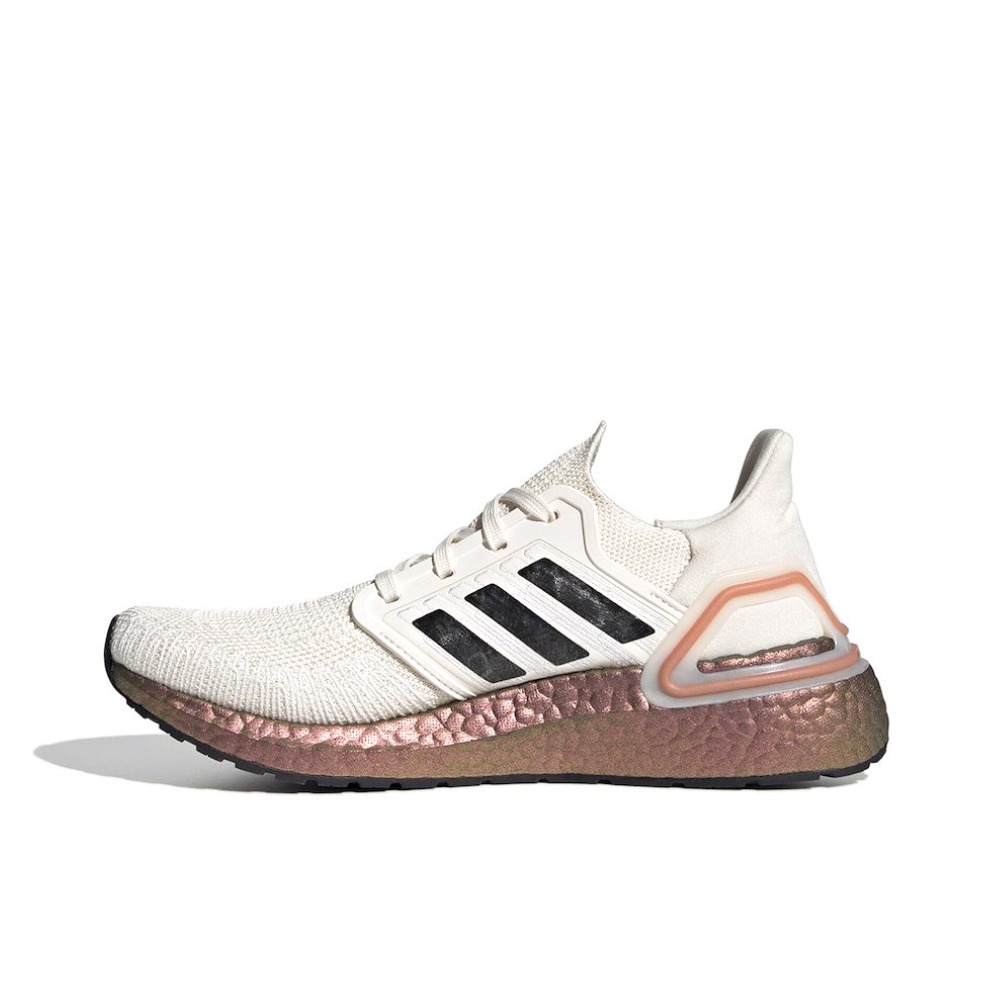 推荐商品：adidas UltraBoost 2020 经典UB 跑鞋 织物缓震回弹抗扭转圆头轻运动 Metallic Copper 米色/黑色/金属铜