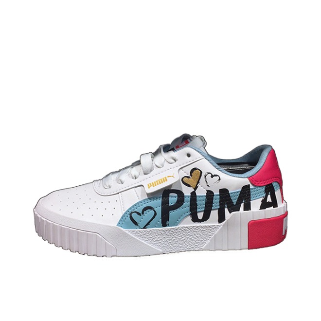 推荐商品：Puma/彪马 Cali 板鞋 时尚复古减震回弹增高防滑耐磨舒适透气厚底 白蓝红/字母