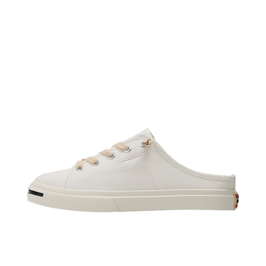 推荐商品：Feiyue/飞跃 板鞋 懒人鞋 舒适轻便简约透气开口笑半拖无后跟一脚蹬情侣复古 DF/1-2131 白色
