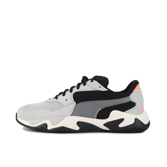 推荐商品：Puma/彪马 Storm 运动休闲鞋 复古百搭厚底增高防滑耐磨透气防水织物 灰黑橙