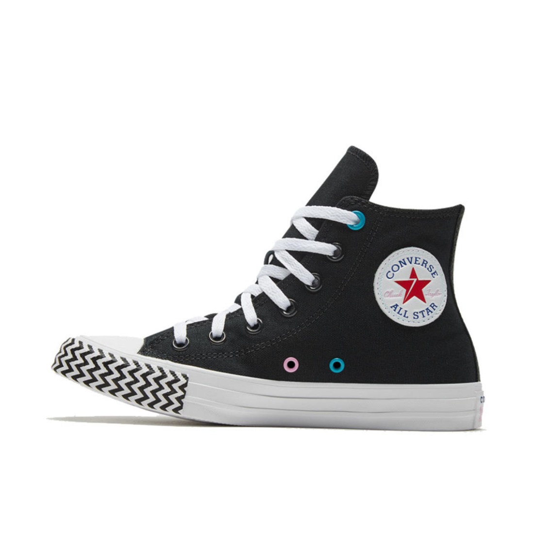 推荐商品：Converse/匡威 Chuck Taylor All Star 帆布鞋 常青款轻便防滑耐磨百搭复古圆头减震贴合高帮 黑色/波浪纹