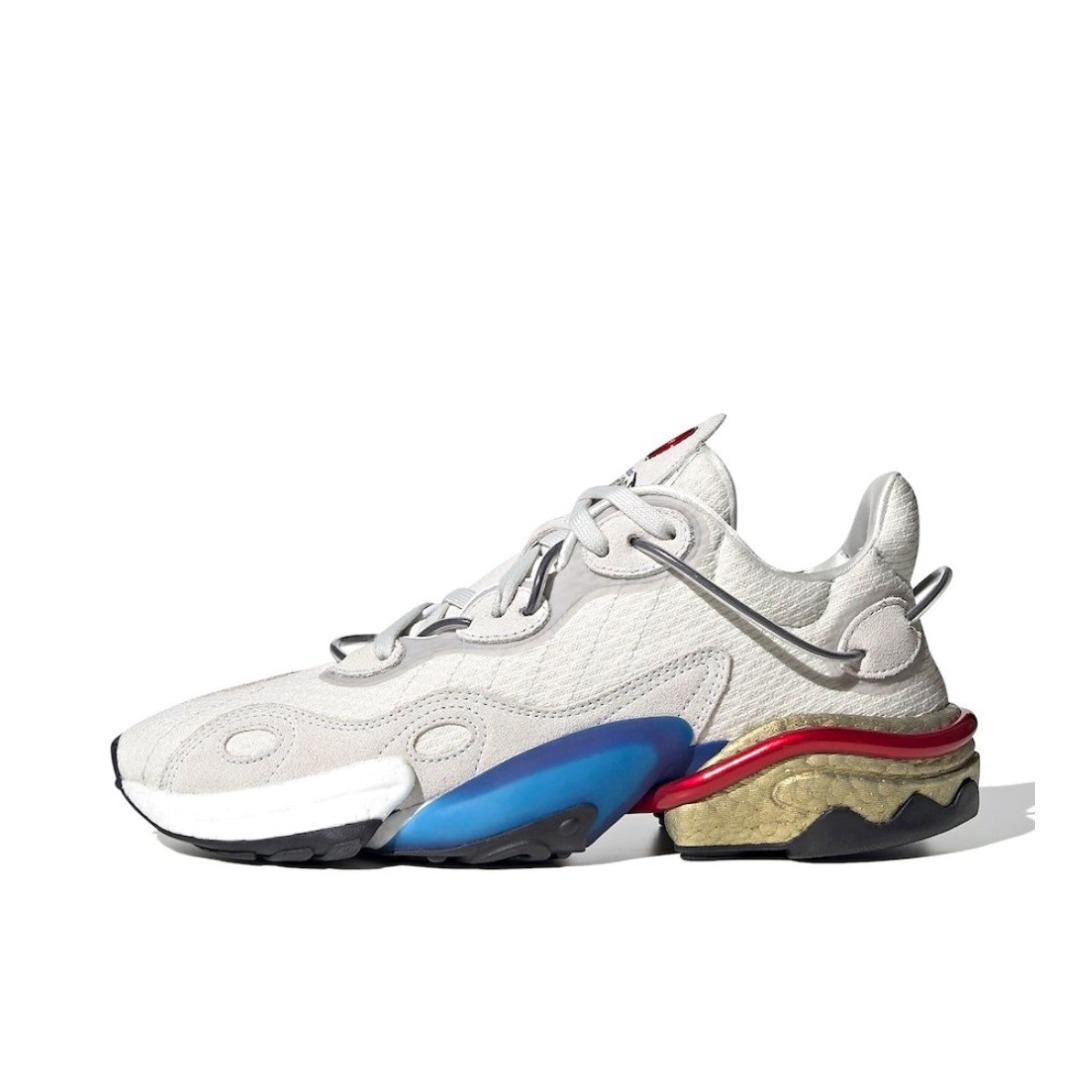 推荐商品：adidas Torsion X 舒适轻便 网布透气 防滑耐磨 缓震 织物 简约百搭 运动休闲鞋 Spacesuit 灰色/蓝红/金色