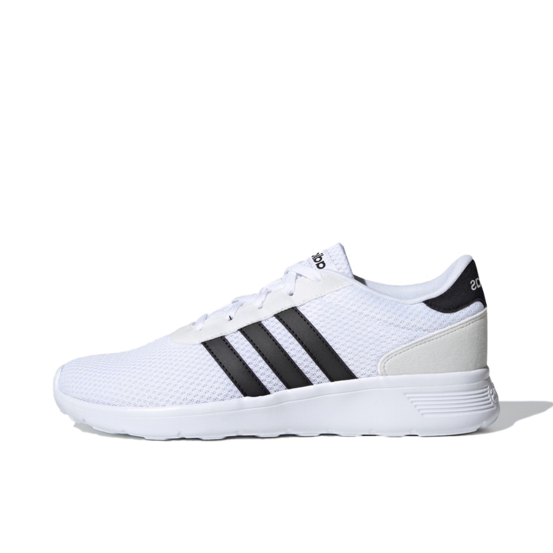 推荐商品：adidas NEO Lite Racer 运动休闲鞋 时尚潮流复古减震回弹舒适轻便防滑耐磨网面透气 White/Black/Grey 白黑灰