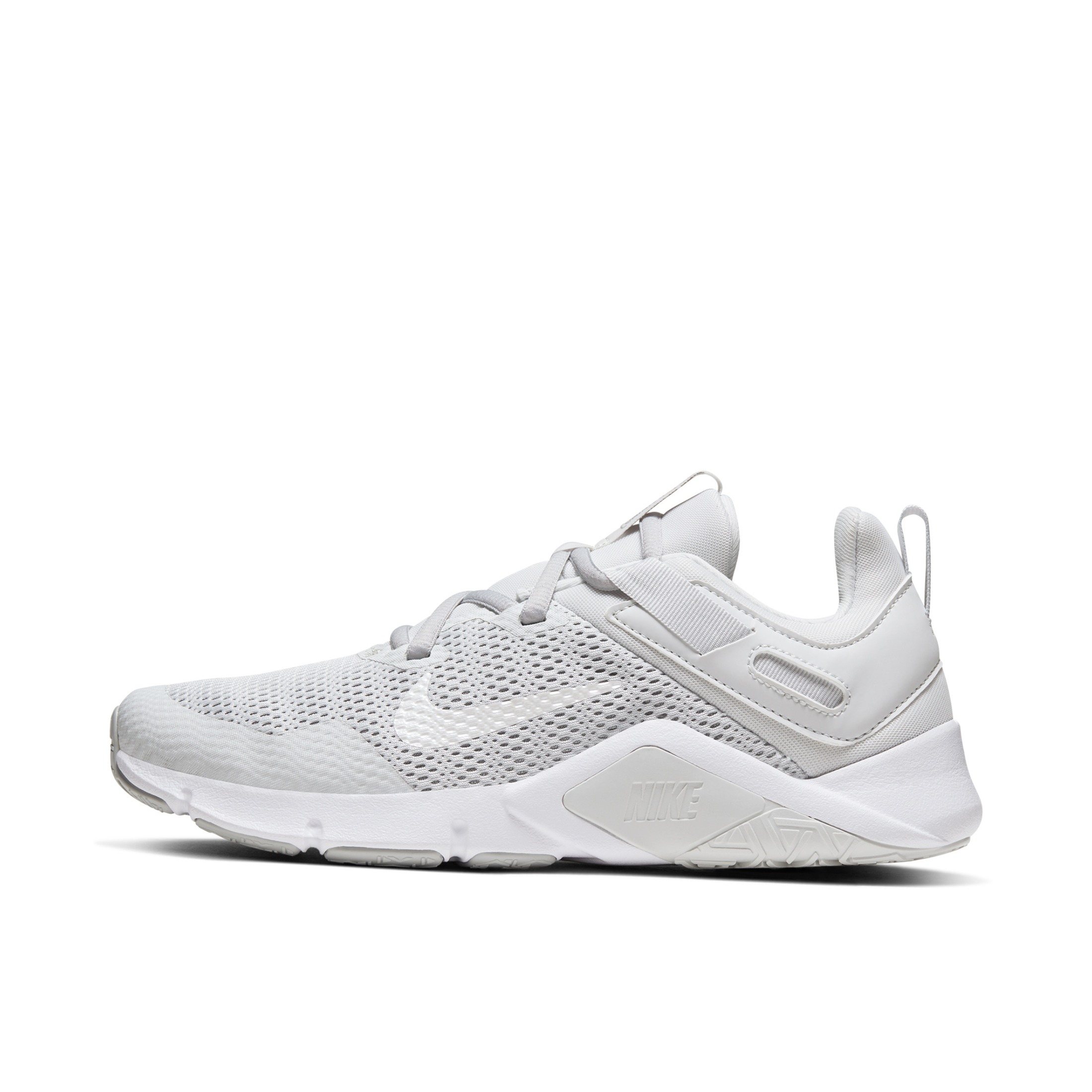 推荐商品：Nike Legend Essential 跑鞋 网面透气轻便缓震耐磨织物 White/Grey 白灰