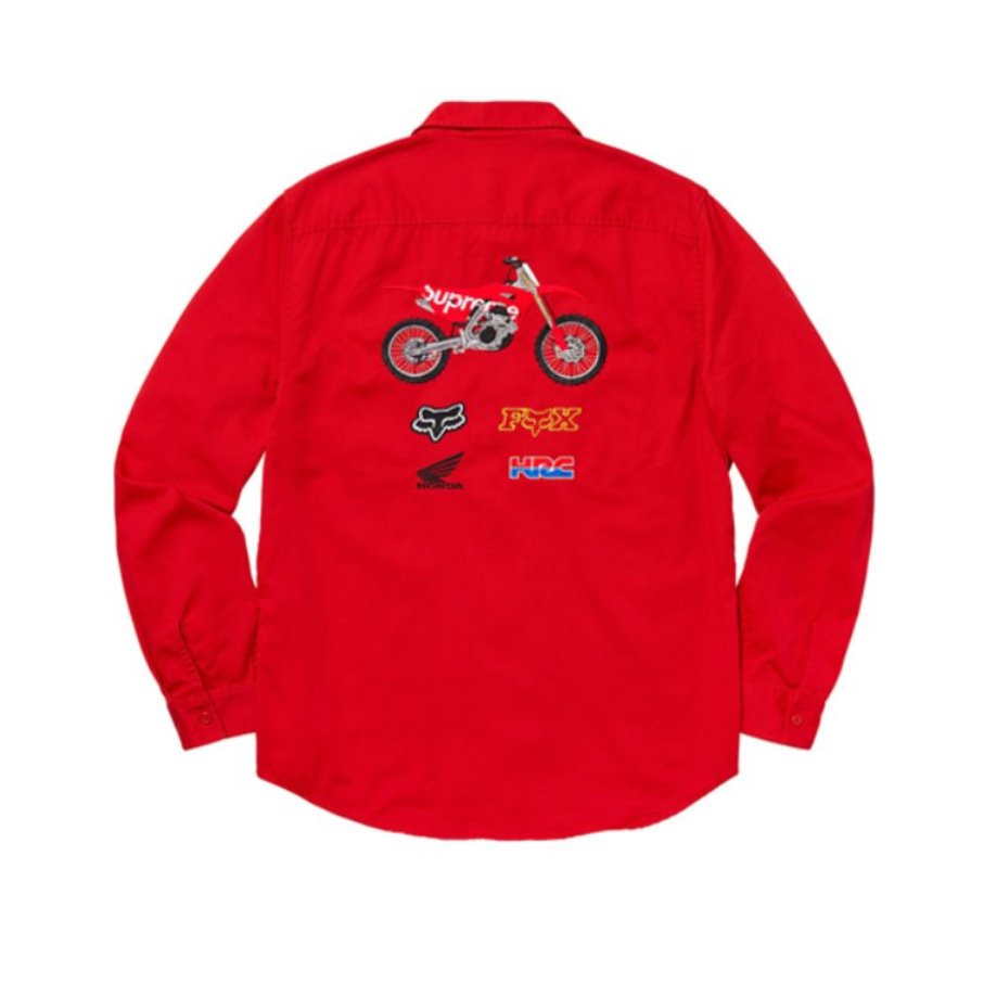 Supreme Honda Fox Racing Work Shirt 三方联名摩托车衬衣 男女同款