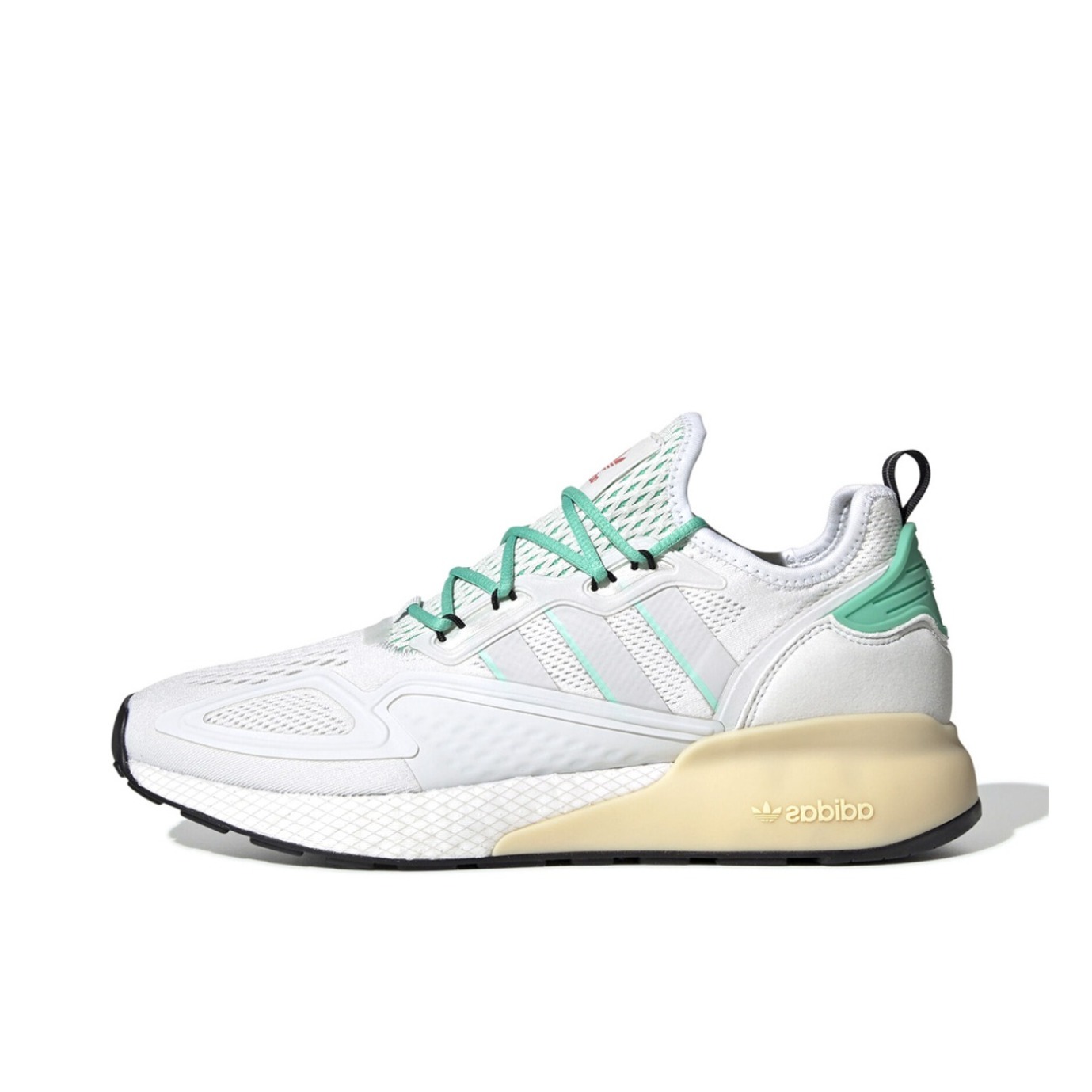 推荐商品：adidas Originals ZX 2K Boost 缓震轻便 透气 织物 跑鞋 White Grey 白灰/绿色