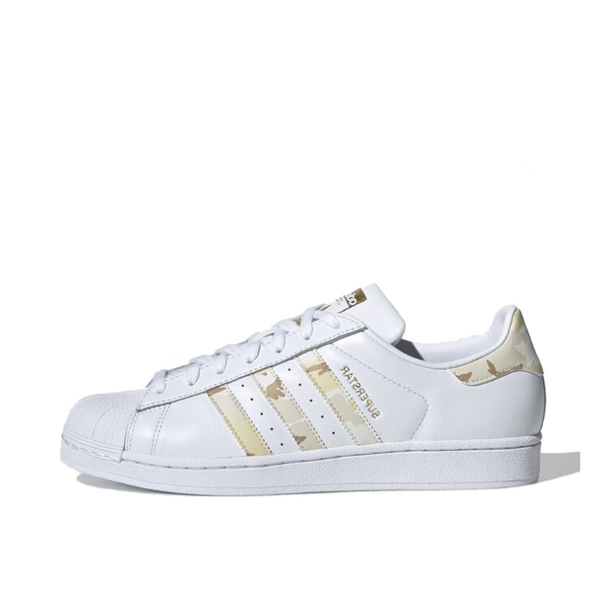 推荐商品：【宋雨琦同款】 adidas Originals Superstar 板鞋 轻便贝壳头薄底舒适百搭耐磨复古 White/Gold 黄迷彩/白棕