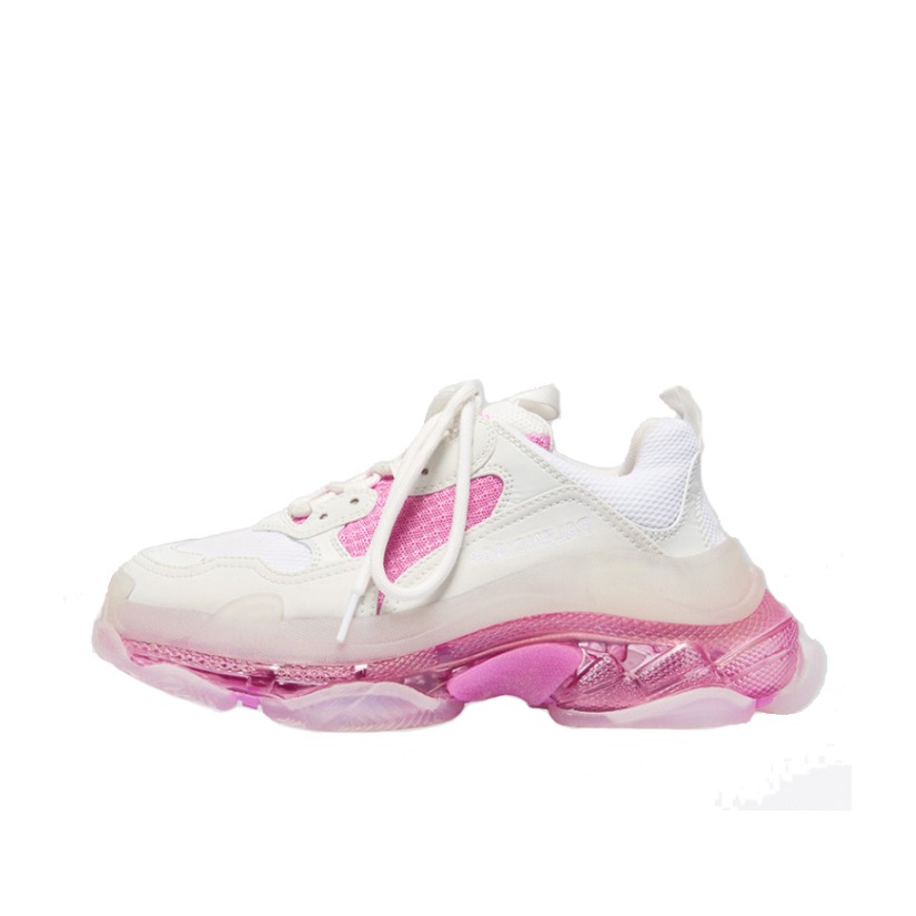 推荐商品：Balenciaga 巴黎世家  Triple S TRIPLE S CLEAR SOLE 复古简约 舒适百搭 防滑耐磨 减震轻便 厚底  圆头  网布  老爹鞋 白粉