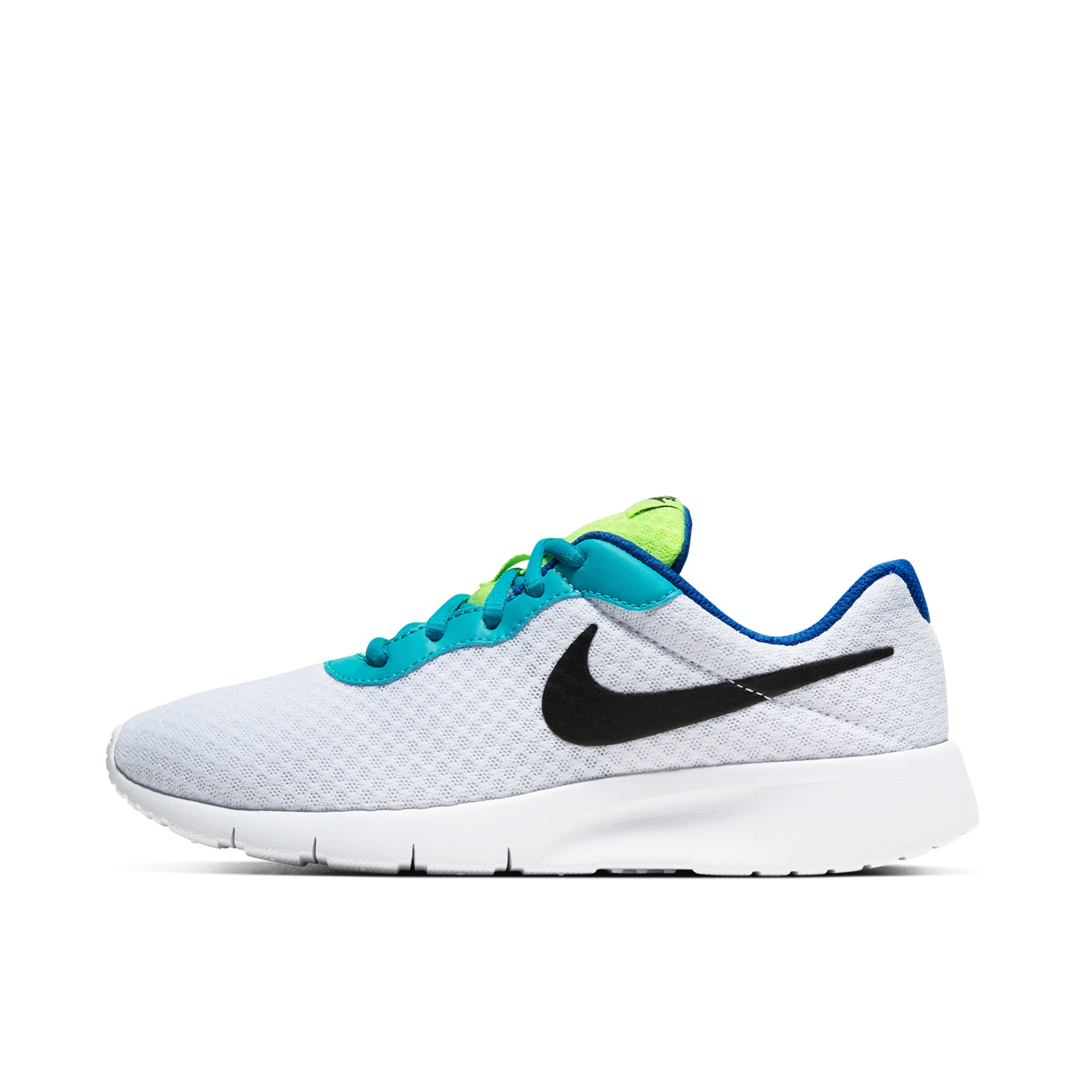 推荐商品：Nike Tanjun 跑鞋 舒适轻便网面透气缓震耐磨复古百搭慢跑低帮圆头 灰绿蓝