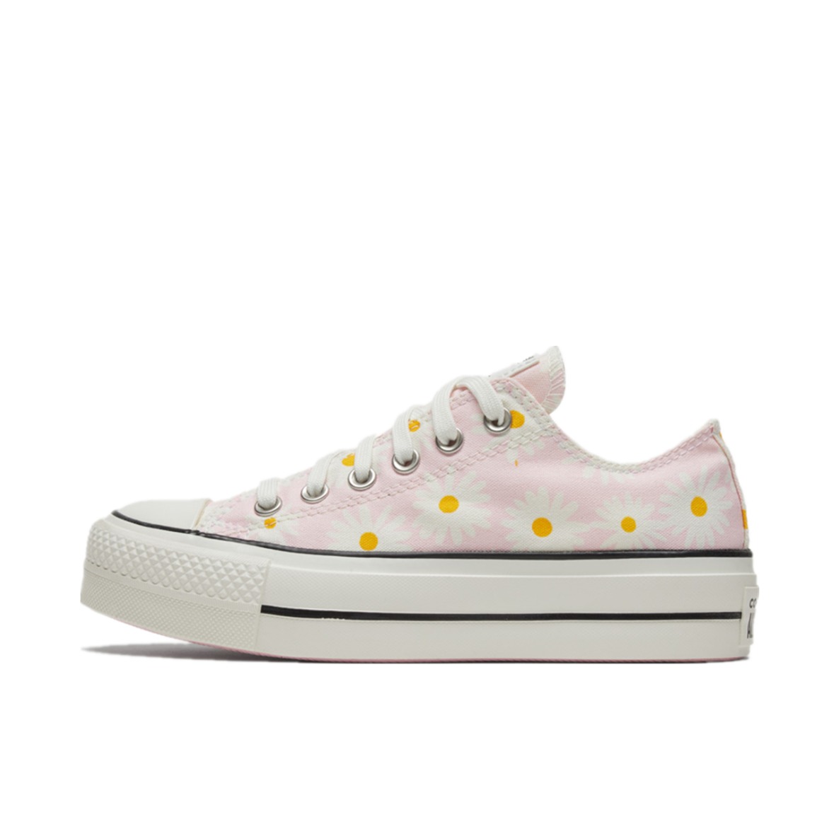 推荐商品：Converse/匡威 Chuck Taylor All Star Lift 帆布鞋 简约复古经典防滑耐磨舒适厚底圆头甜酷贴合松糕底流光风 粉色/小雏菊