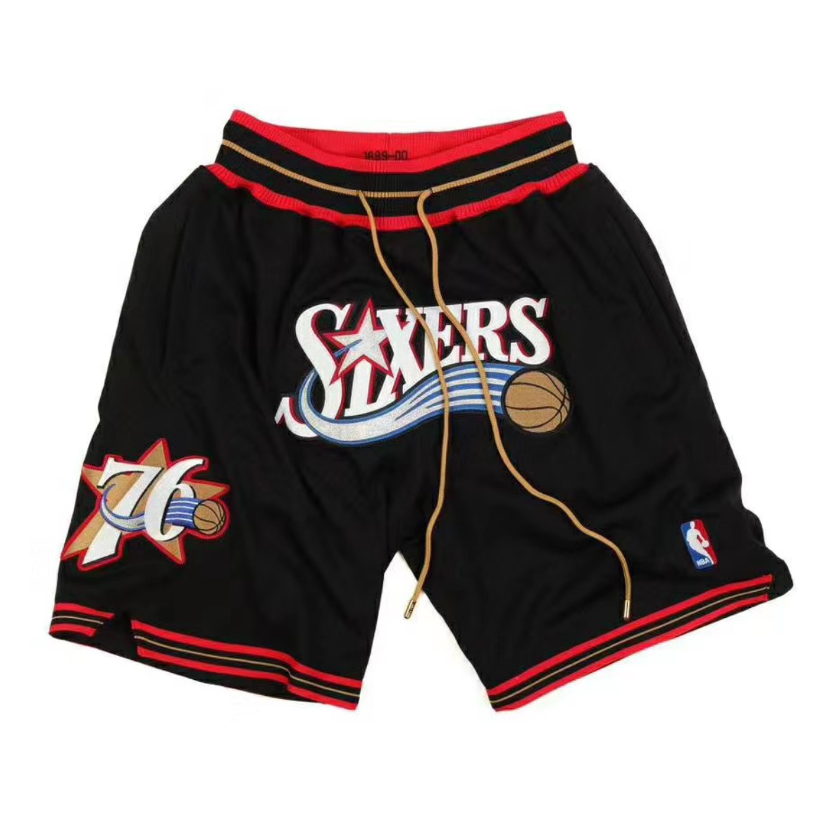 【马思唯同款】Mitchell Ness X JUST DON联名NBA球队字母印花洛杉矶快船队芝加哥公牛灰熊系列复古球迷版条纹徽标logo印花刺绣96赛季系带美式中腰直筒网眼五分运动短裤