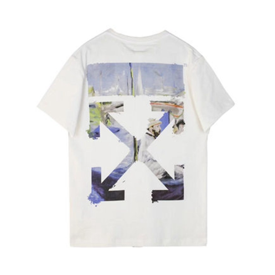 OFF-WHITE 油画箭头棉质圆领落肩袖短袖T恤 男女同款 OMAA038G20JER006
