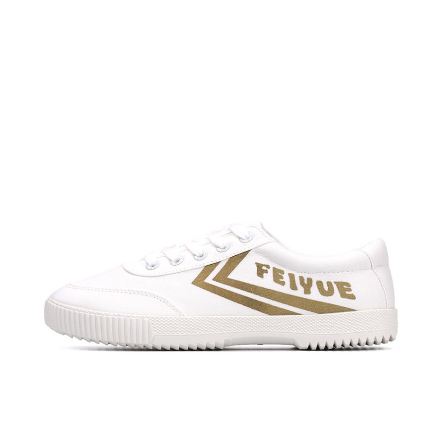 推荐商品：Feiyue/飞跃 BF风休闲 复古 透气 帆布鞋 FY-8038 白金/白底