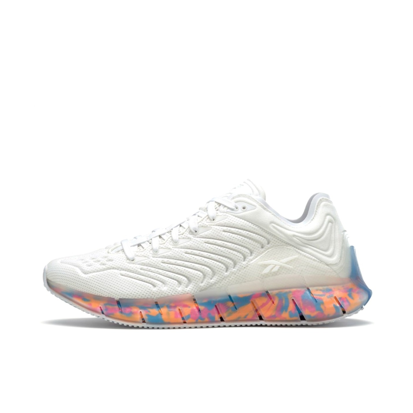 推荐商品：Reebok/锐步 Zig Kinetica Concept 运动休闲鞋 减震回弹防滑耐磨舒适透气圆头复古轻便 白/橙/蓝