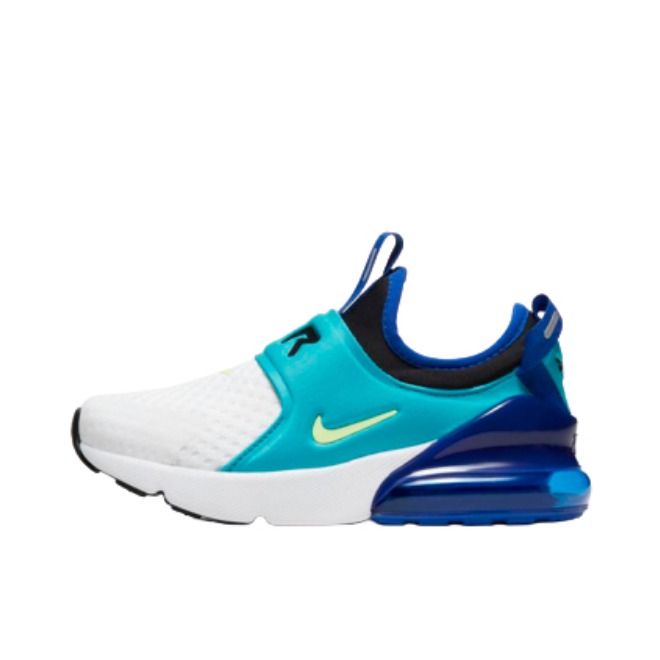 推荐商品：Nike Air Max 270 Extreme 缓震 防滑耐磨 透气 防踢 拼接 运动鞋儿童 White Green Blue 小童/白蓝