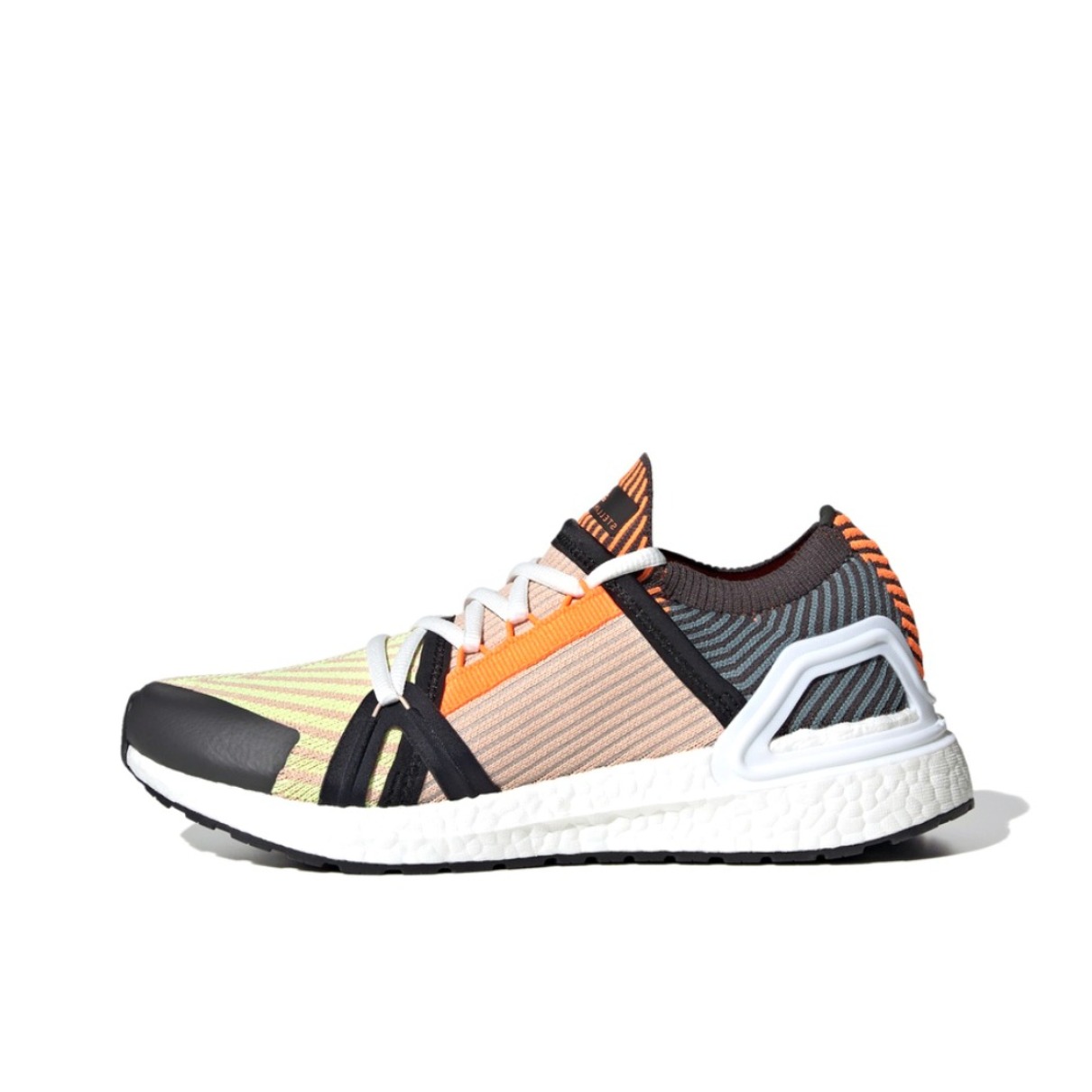 推荐商品：adidas UltraBoost 2020 经典UB 跑鞋 织物缓震回弹抗扭转圆头轻运动 Stella McCartney联名/黑/橙/黄