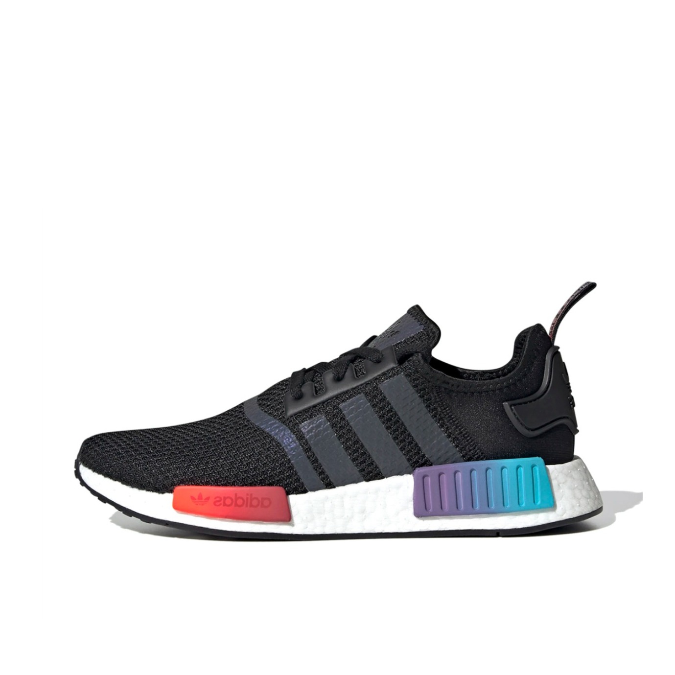 推荐商品：adidas Originals NMD R1 BOOST 织物 轻便透气 缓震 低帮 运动休闲鞋 Gradient 黑/蓝/红