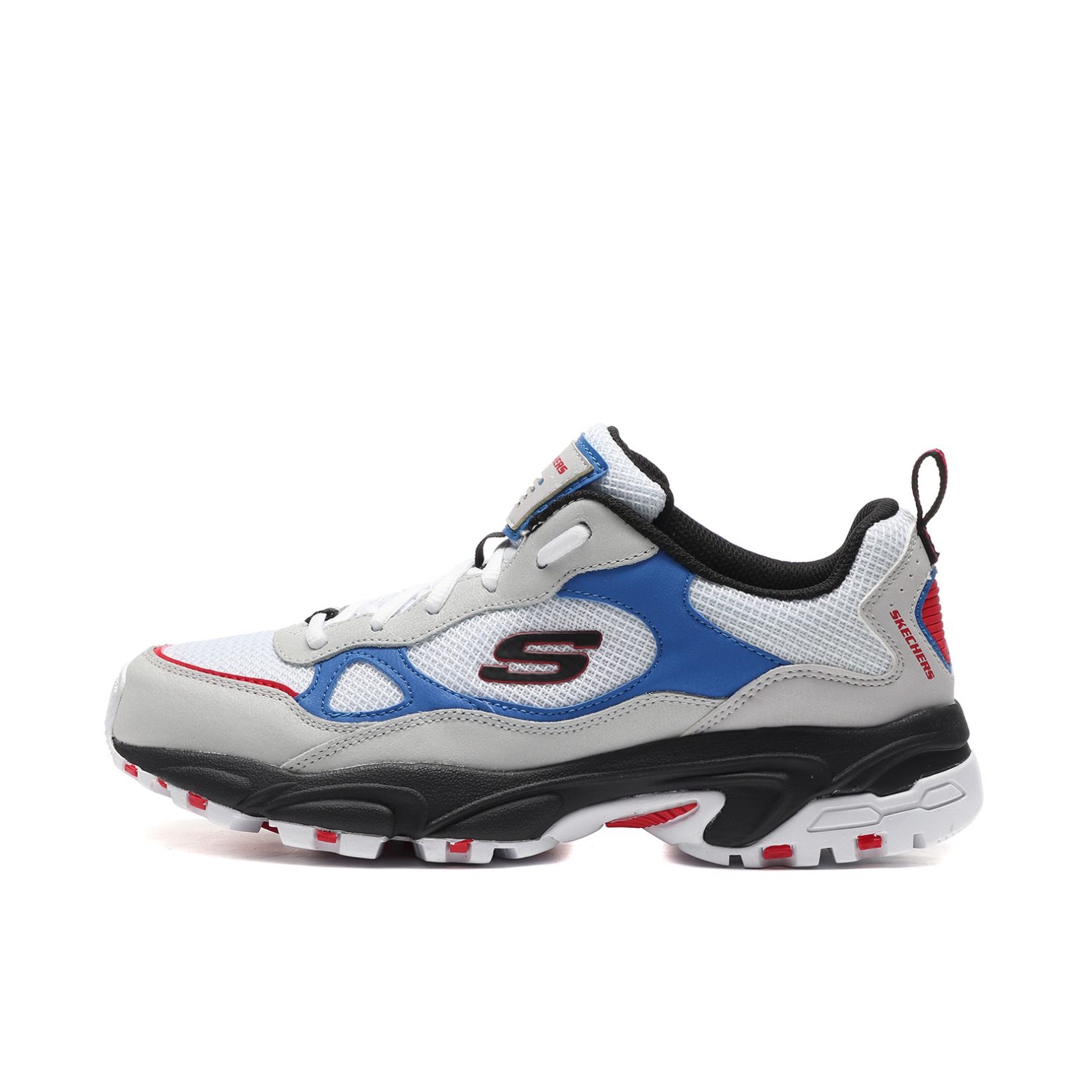 推荐商品：Skechers/斯凯奇 Stamina 防滑耐磨 舒适透气 厚底 减震回弹 轻便 复古百搭 支撑 增高鞋 白/蓝/黑