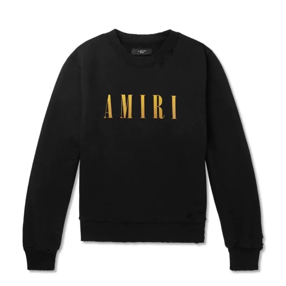 Amiri 男黑色品牌LOGO印花纯棉卫衣