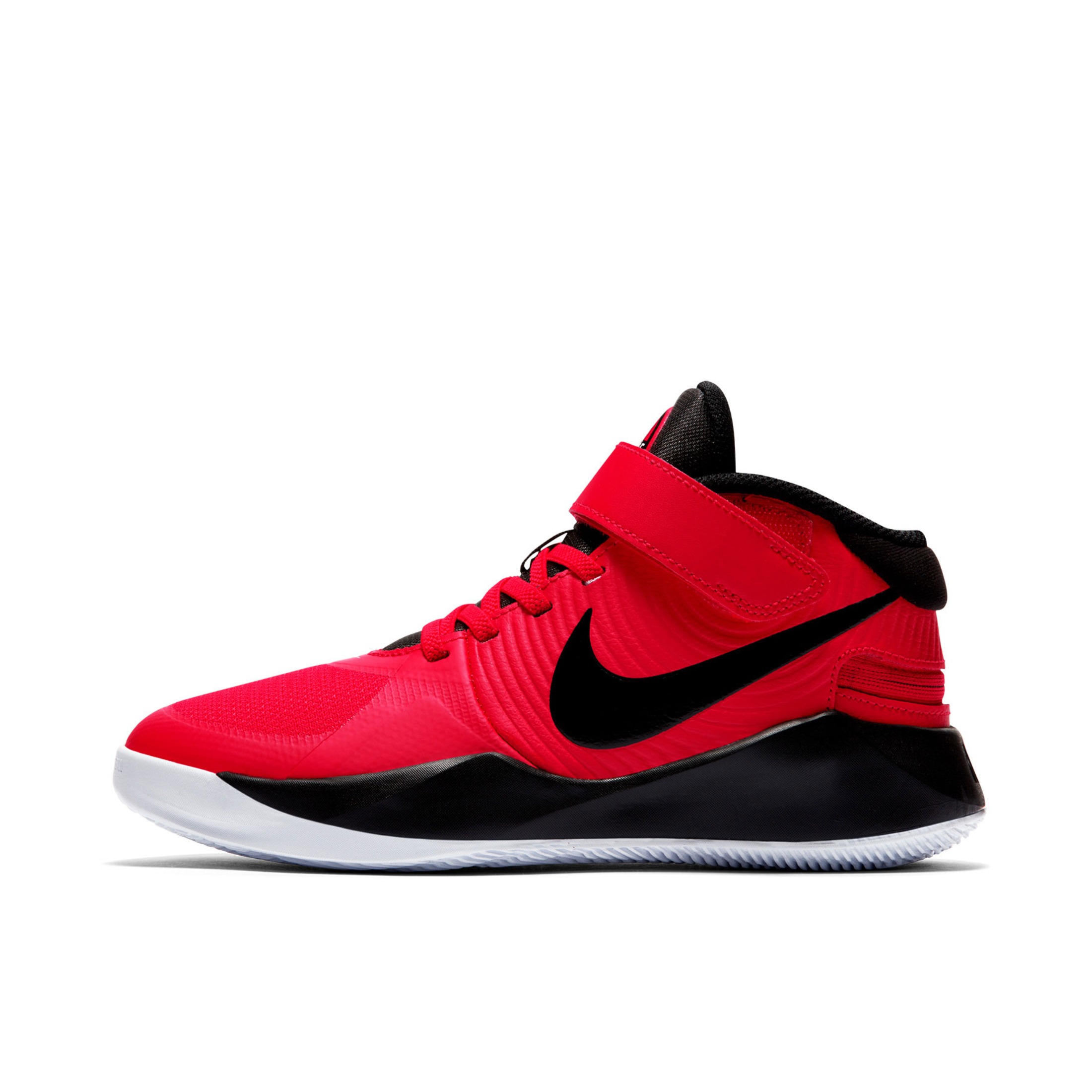 推荐商品：Nike Team Hustle D 9 防滑 耐磨 实战 魔术贴 运动 织物 合成革 篮球鞋 Red/Black GS/大学红/黑色