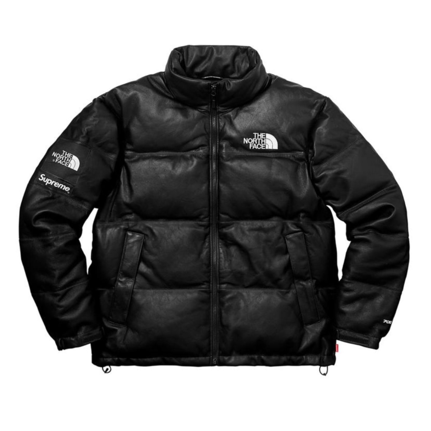 推荐商品：【欧豪同款】Supreme X 北面/THE NORTH FACE 联名立领皮质徽标长袖羽绒服 SUP-FW17-619 黑