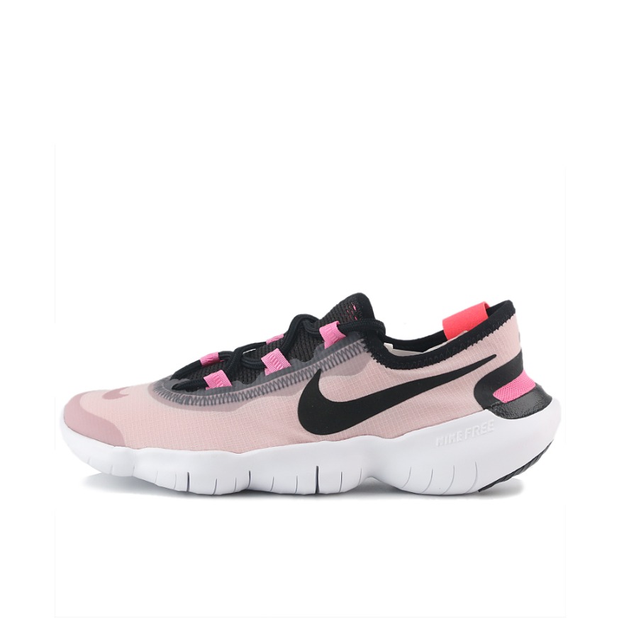 推荐商品：Nike Free RN 5.0 2020 跑鞋 缓震回弹轻便透气休闲舒适防滑耐磨织物运动赤足感训练 灰紫/黑色/霞光粉