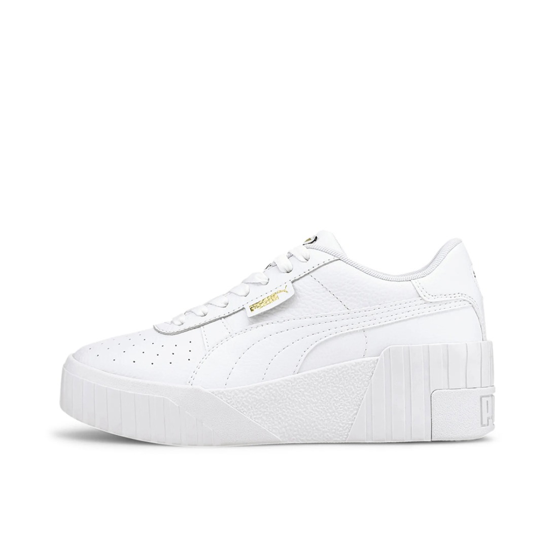 推荐商品：Puma/彪马 Cali 板鞋 时尚复古减震回弹增高防滑耐磨舒适透气厚底 金标/白色