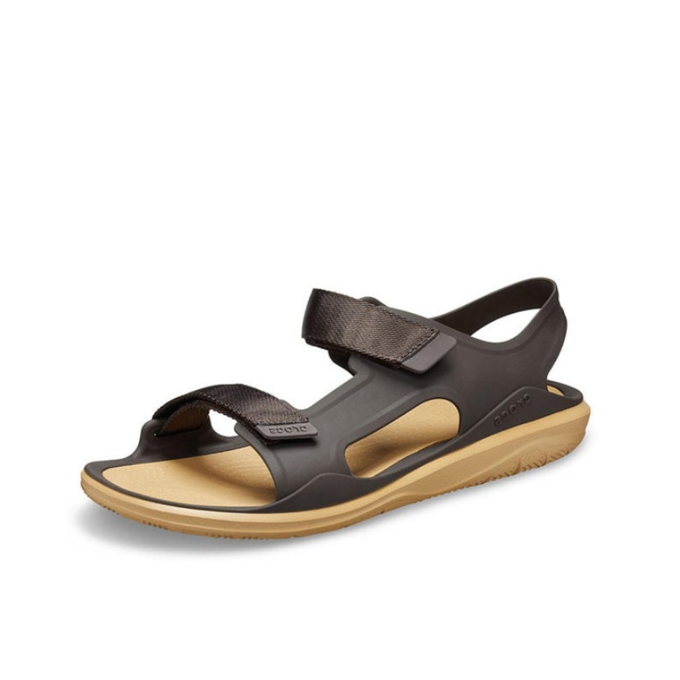 推荐商品：Crocs/卡骆驰 Swiftwater 防滑耐磨 运动 激浪探险 魔术贴 涉水 露趾 沙滩 防水透气 凉鞋 206526 深咖啡/棕褐