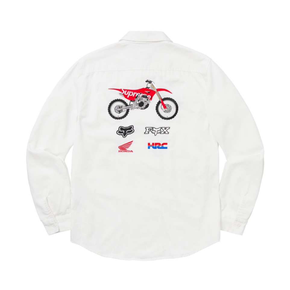 Supreme Honda Fox Racing Work Shirt 三方联名摩托车衬衣 男女同款