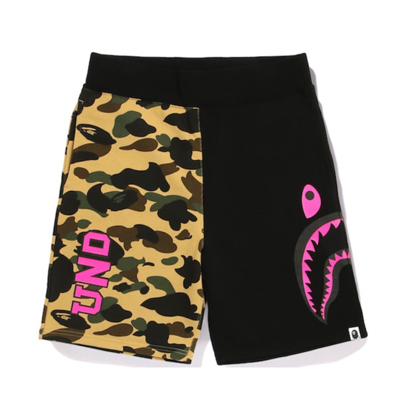 Undefeated x Bape 拼接迷彩鲨鱼头短裤