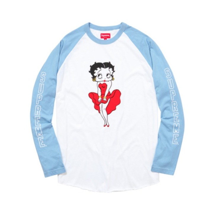 Supreme Betty Boop Raglan SS16 贝蒂女孩薄款长袖T恤