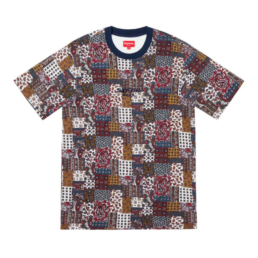Supreme Patchwork Paisley S/S Top 佩斯利拼布短袖T恤 男女同款 SUP-SS19-10568