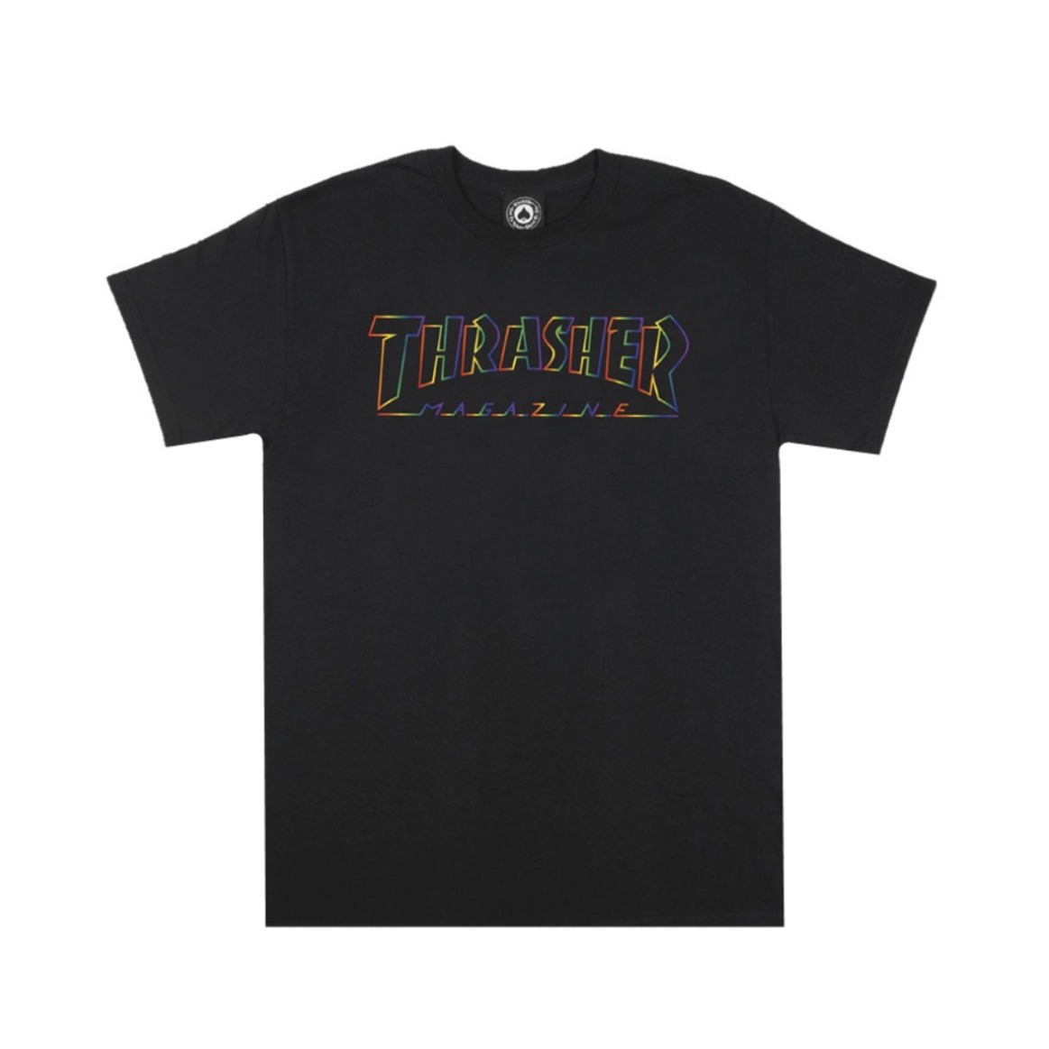 【王一博同款】Thrasher 美版光谱彩色logo字母渐变火焰彩虹短袖T恤 男女同款