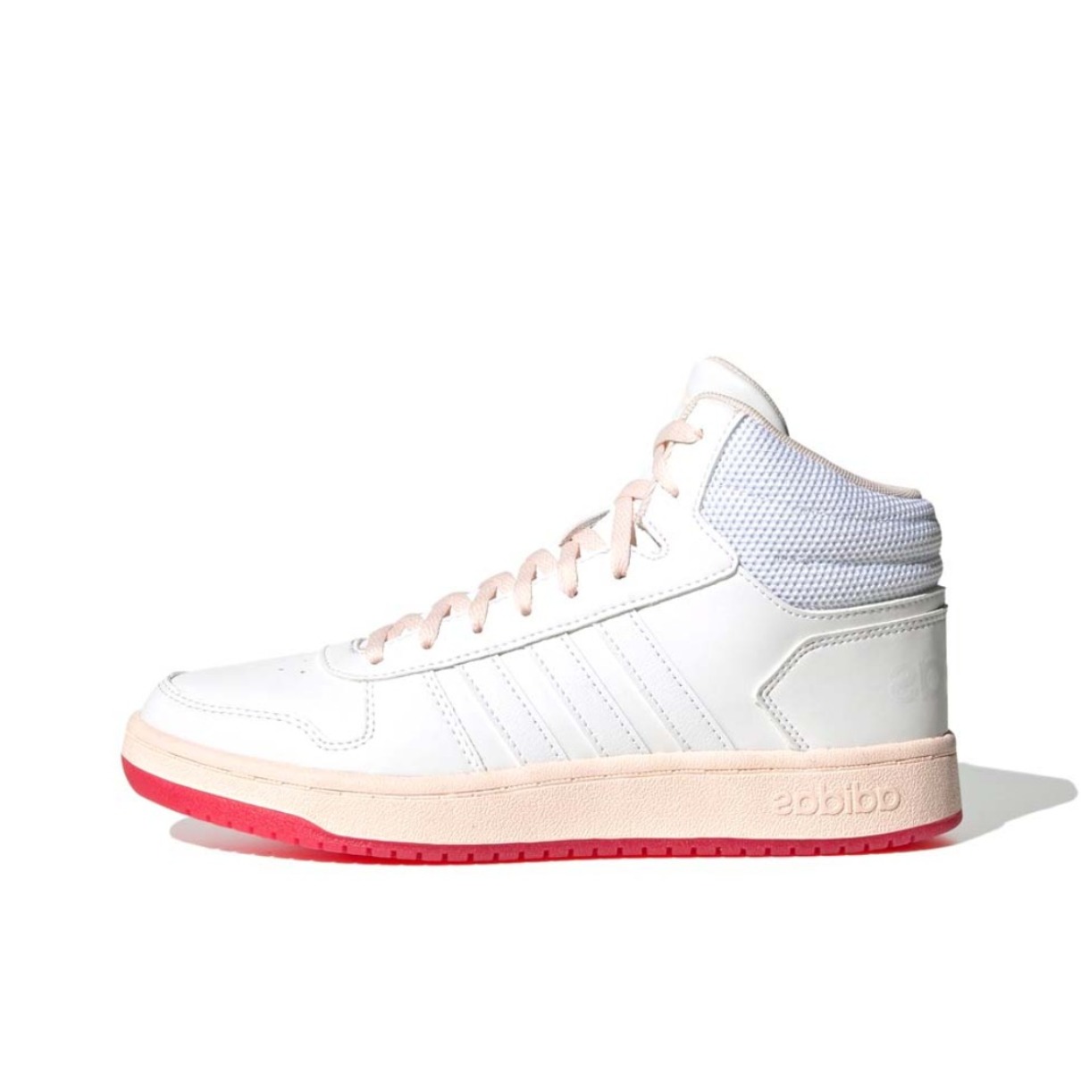 推荐商品：adidas Hoops 2.0 板鞋 简约百搭复古透气轻便舒适防滑耐磨圆头轻运动 女款/汉玉白/浅粉