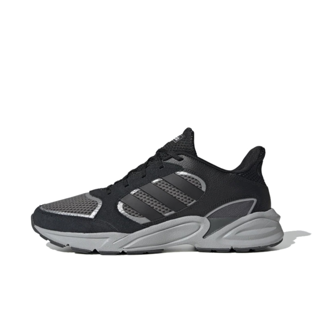 推荐商品：adidas 90s Valasion 运动休闲鞋 减震耐磨网面透气防滑舒适复古时尚排汗 黑色/灰色/银色