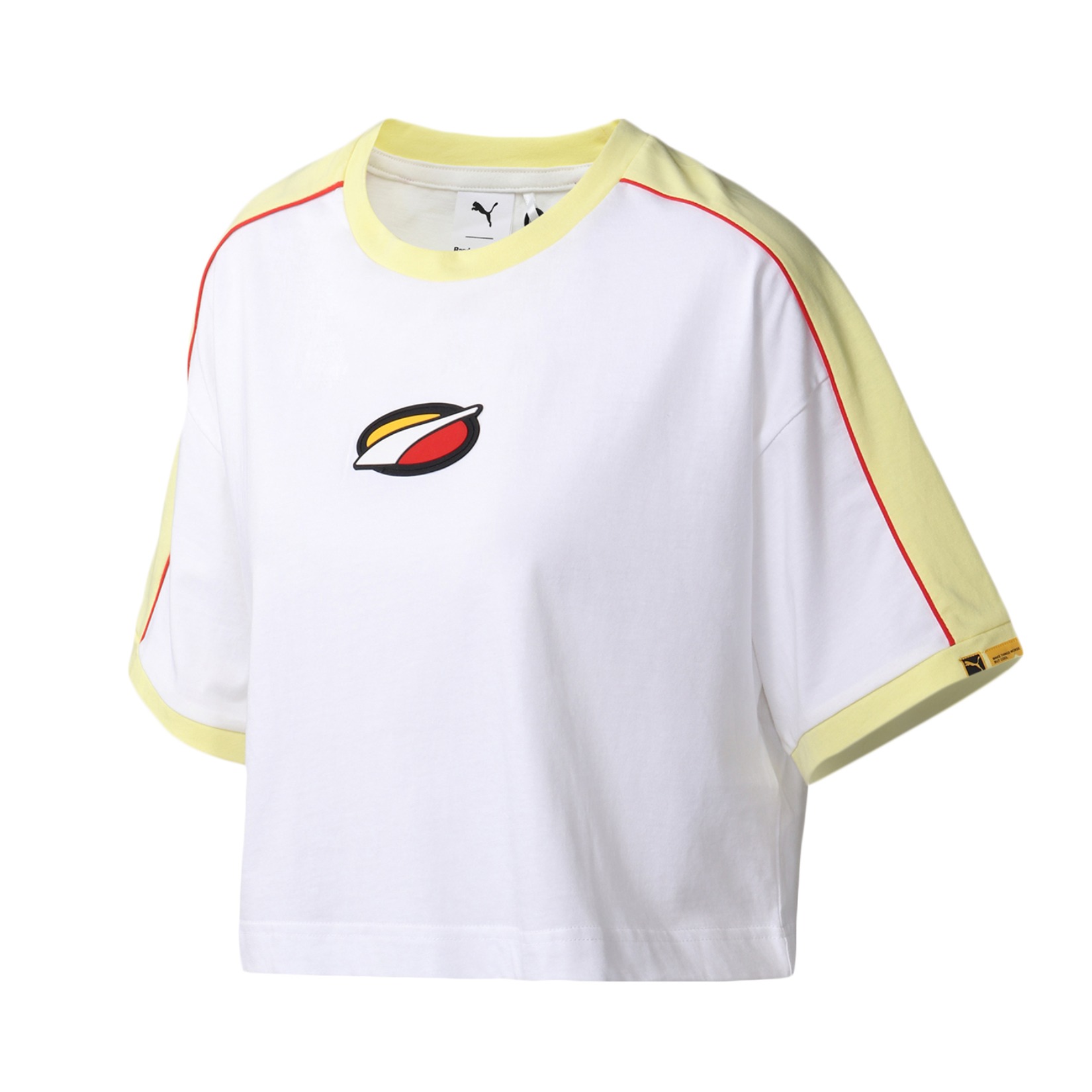 Puma RDET运动拼接多色线条圆领短袖T恤 598074