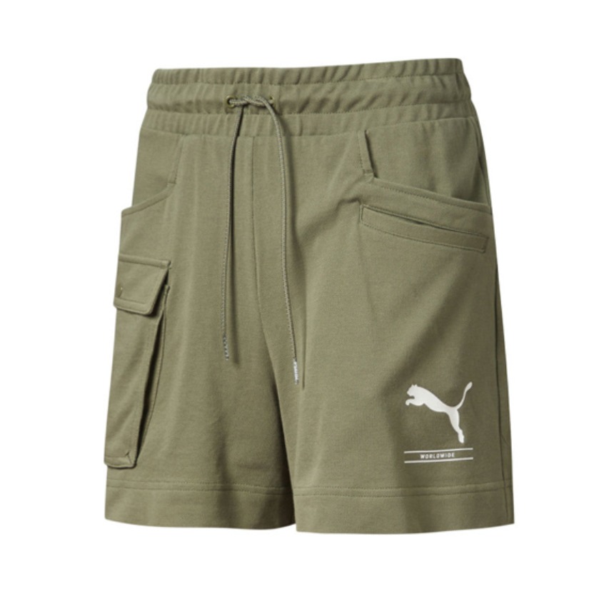 Puma 工装跑步抽绳高腰健身运动短裤 583859