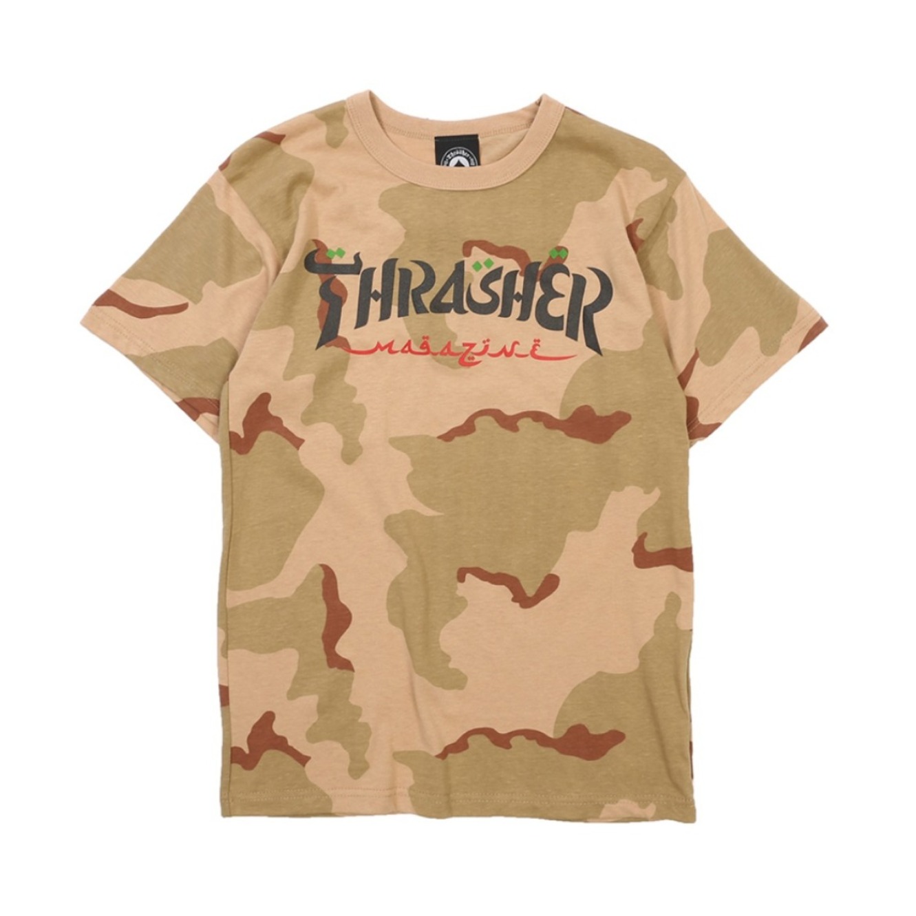 【王一博同款】Thrasher 美版沙漠阿拉伯文MAG迷彩火焰短袖T恤 男女同款