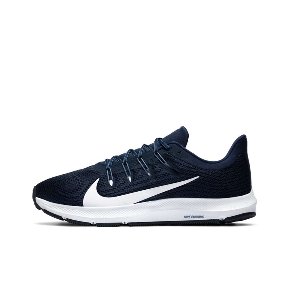 推荐商品：Nike Quest 2 跑鞋 防滑耐磨减震回弹轻便透气舒适百搭织物支撑 白色/藏青