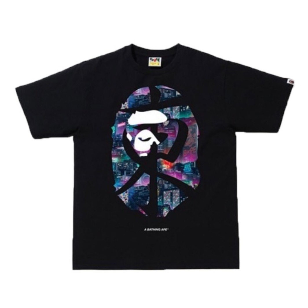 Bape NEON 双面东京夜景猿人头印花短袖T恤 110074