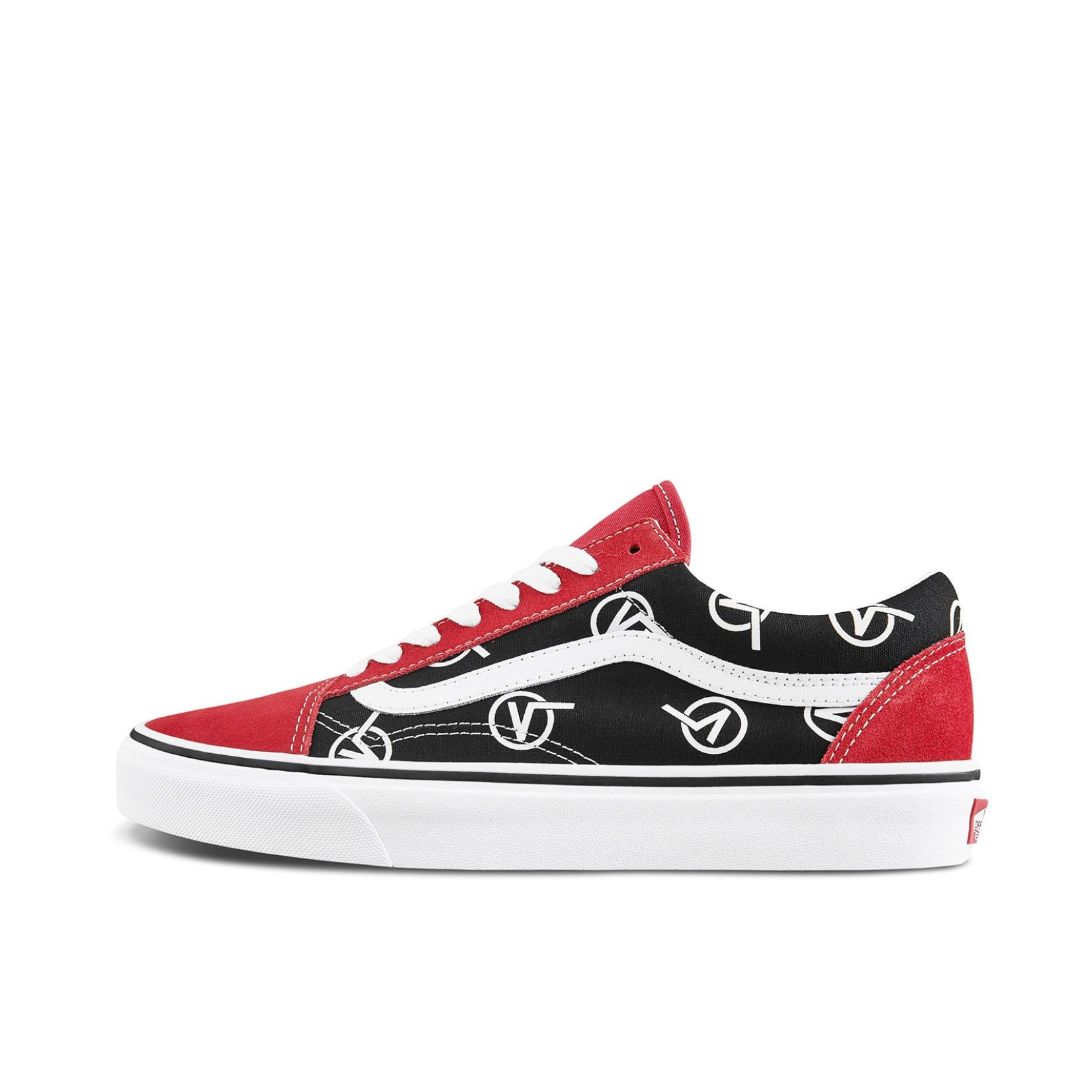 推荐商品：Vans/范斯 Old Skool 滑板鞋 板鞋 轻便防滑复古舒适经典 红色/黑白印花