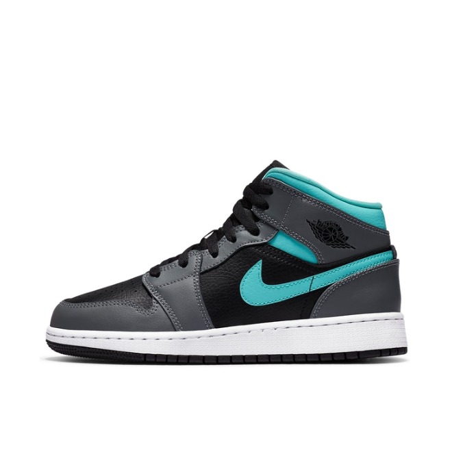 推荐商品：Air Jordan 1 板鞋 运动休闲鞋 复古潮流支撑合成革 Grey Aqua 中帮/GS/黑色/灰色/翡翠绿
