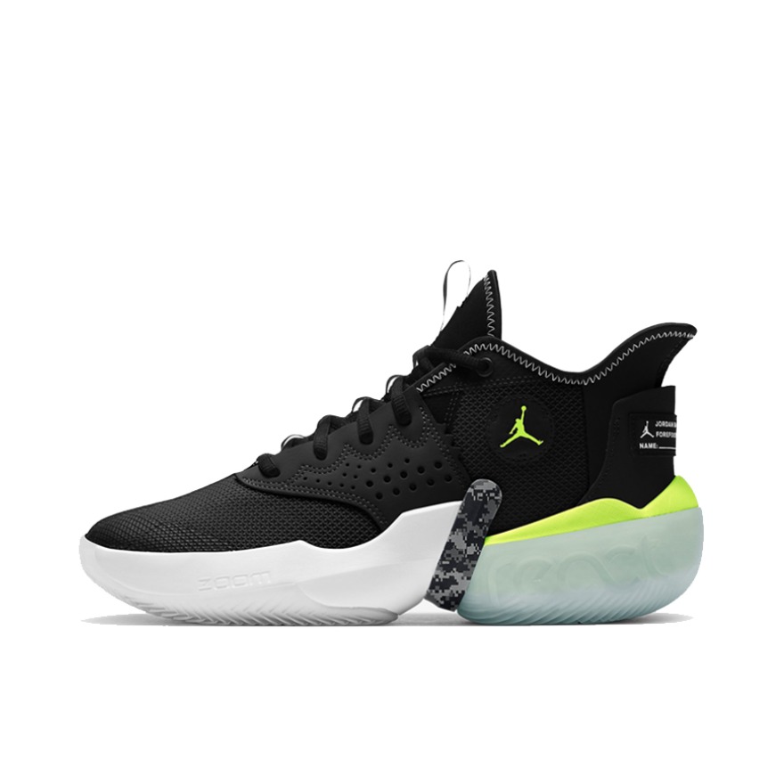 推荐商品：Jordan React Elevation 篮球鞋 缓震回弹防滑耐磨包裹性 黑色/荧光黄