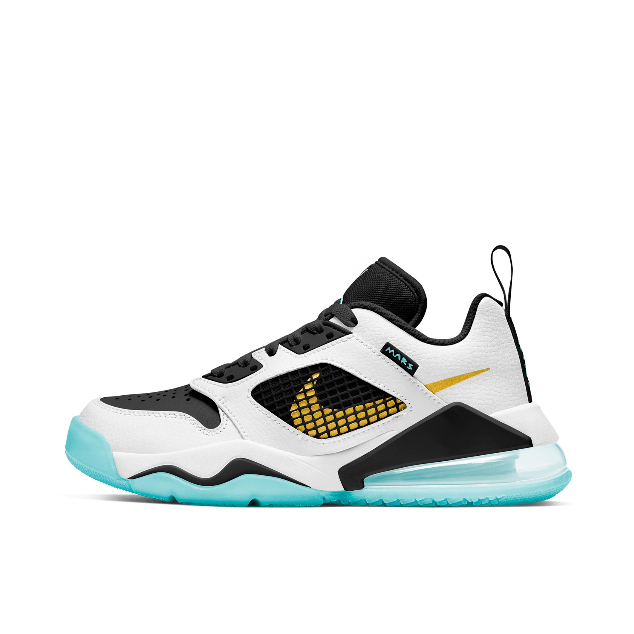 推荐商品：Air Jordan Mars 270 运动休闲鞋 复古时尚舒适减震防滑耐磨实战气垫网布织物 GS白色/极光绿/黑色