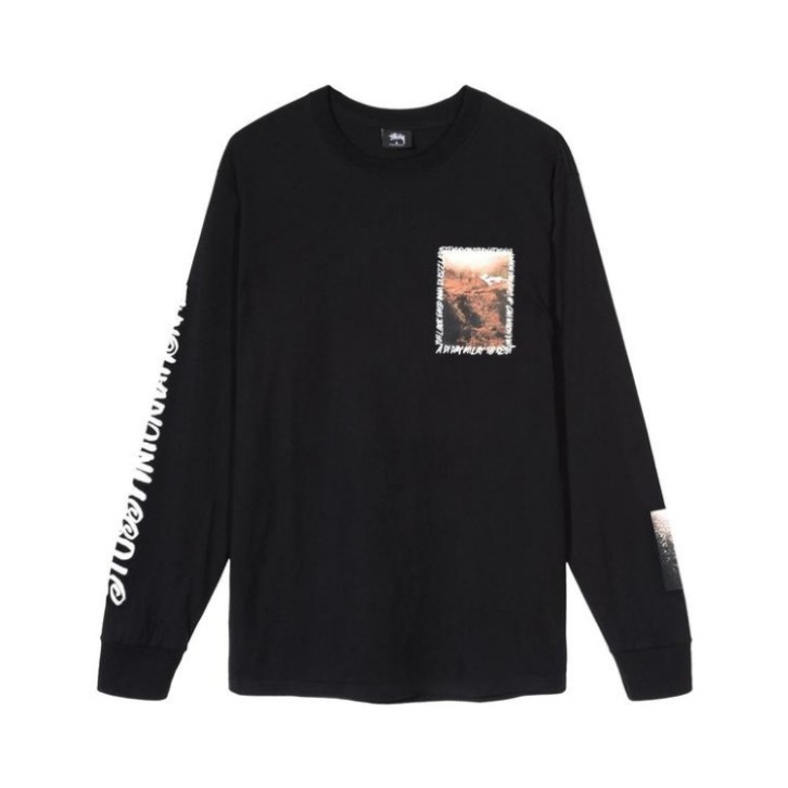 Stussy Great Outdoors Ls Tee 经典海报字体长袖T恤 男女同款