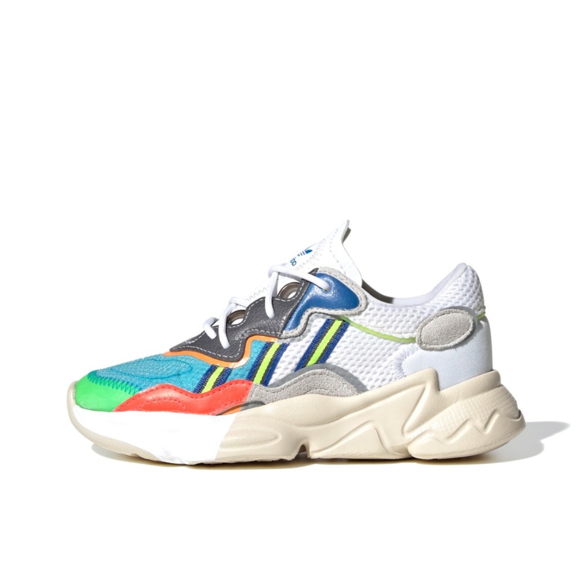 推荐商品：adidas Originals Ozweego 耐磨透气 百搭简约 舒适时尚 缓震 复古运动 网面 老爹鞋 白色/蓝色/橙色