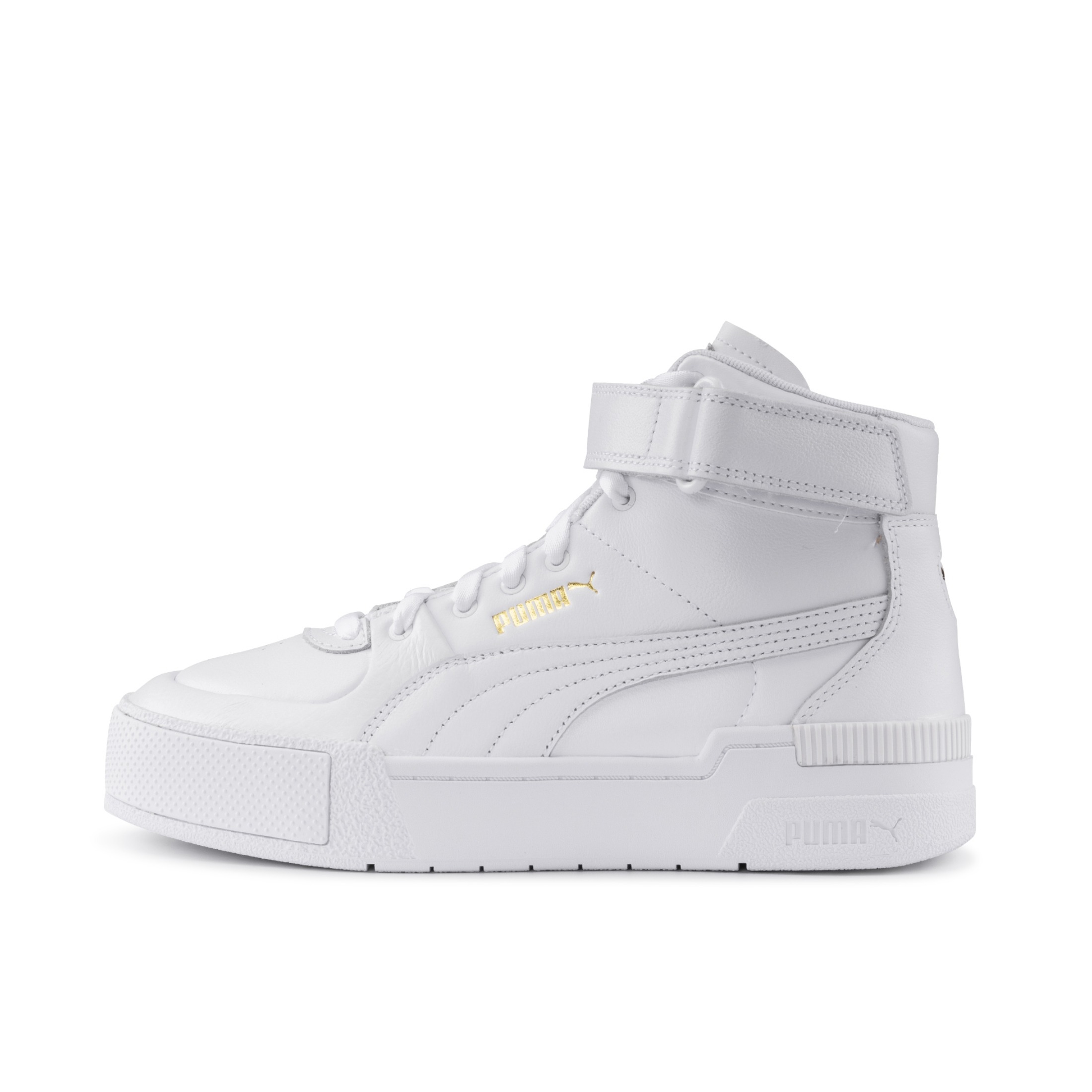 推荐商品：Puma/彪马 Cali 板鞋 时尚复古减震回弹增高防滑耐磨舒适透气厚底 金标/纯白