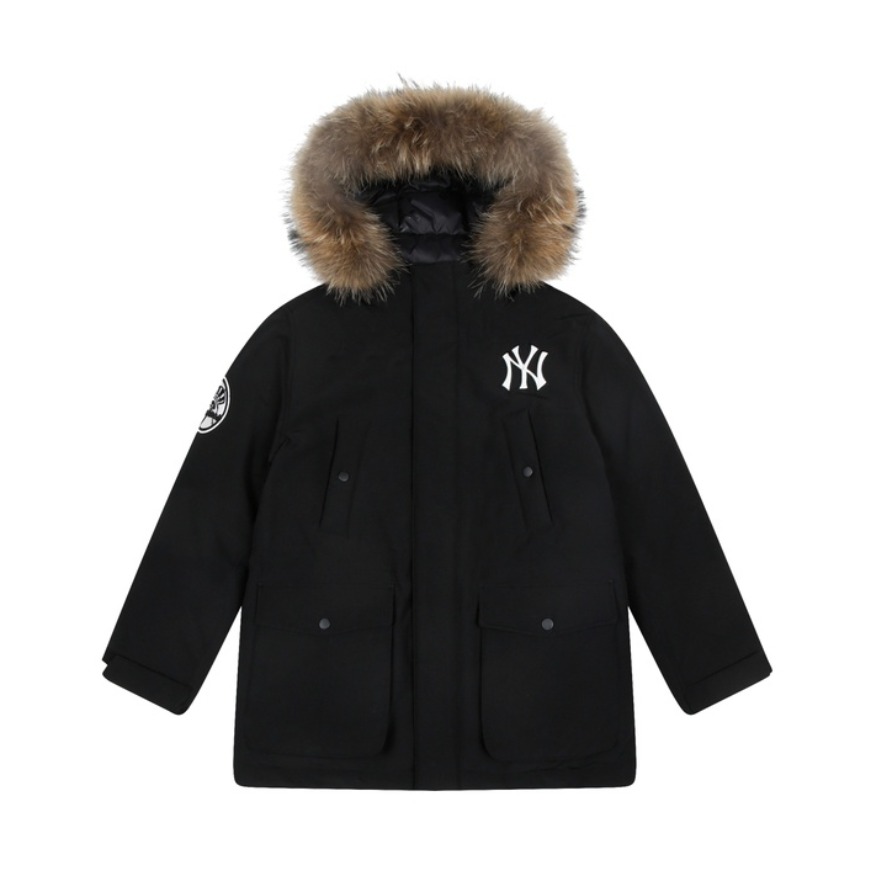 MLB 贴标中长款毛领连帽羽绒服 男女同款 31DJCH061
