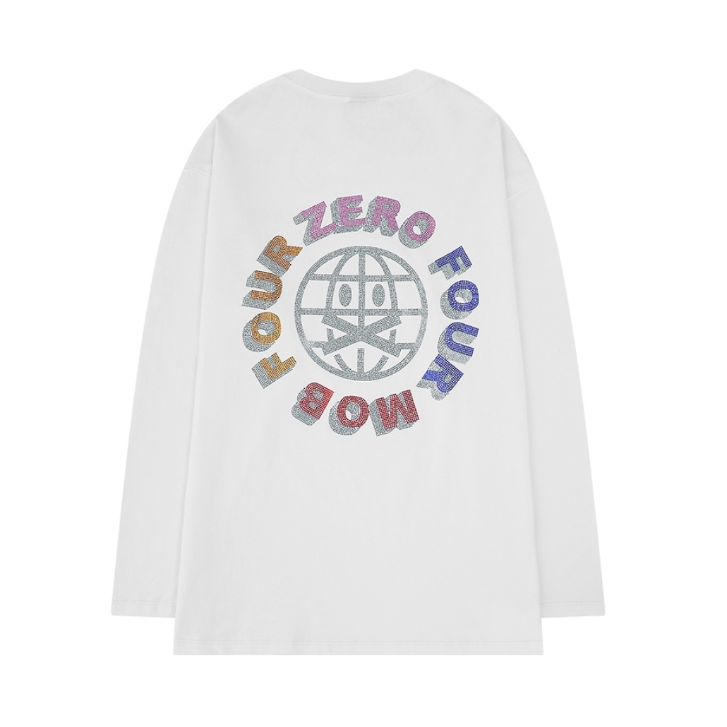 404MOB 烫钻笑脸彩色logo长袖T恤 男女同款 BB00166KK