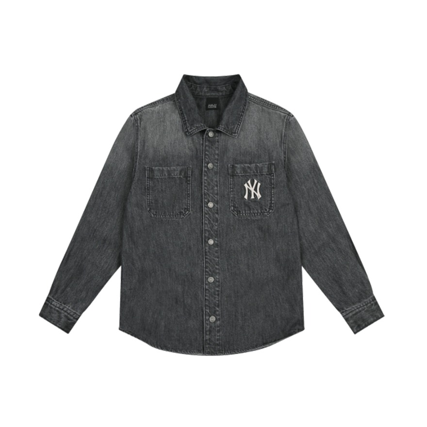 MLB NY后边大标牛仔上衣百搭男女同款衬衫  31WSN1041
